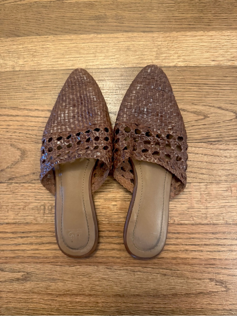 Jeffrey Campbell Brown Woven Pointed Toe Slide Mules